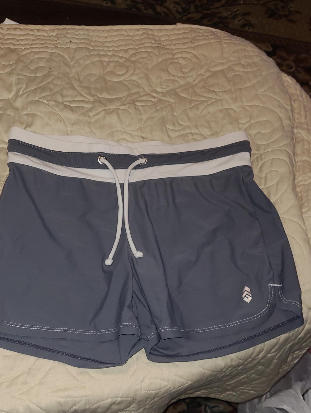 Free CountryDrawstring Swim Shorts - Slate Gray with White Trim
